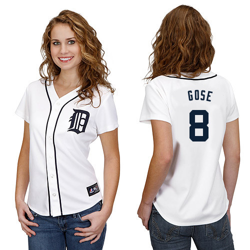 Anthony Gose #8 mlb Jersey-Detroit Tigers Women's Authentic Home White Cool Base Baseball Jersey